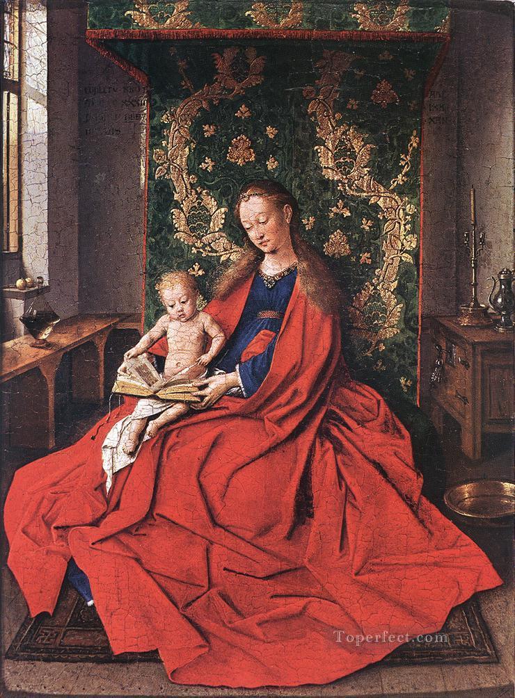 Madonna with the Child Reading Renaissance Jan van Eyck Oil Paintings